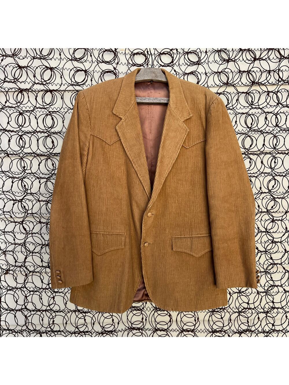 Vintage 90s Pioneer Wear Orange Brown Corduroy Cowboy Western Blazer Size 40